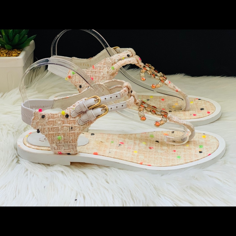 🍾🥂2xHost Pick🥳Chanel Tweed Summer Bliss Sandals - Picture 3 of 8